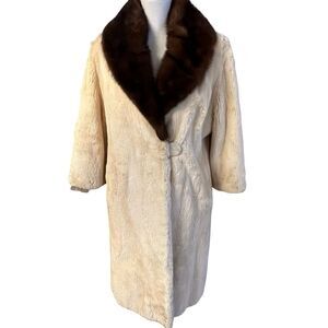 Vintage Blush Sheared Beaver Fur Coat Size M Mahogany Mink Collar Womens